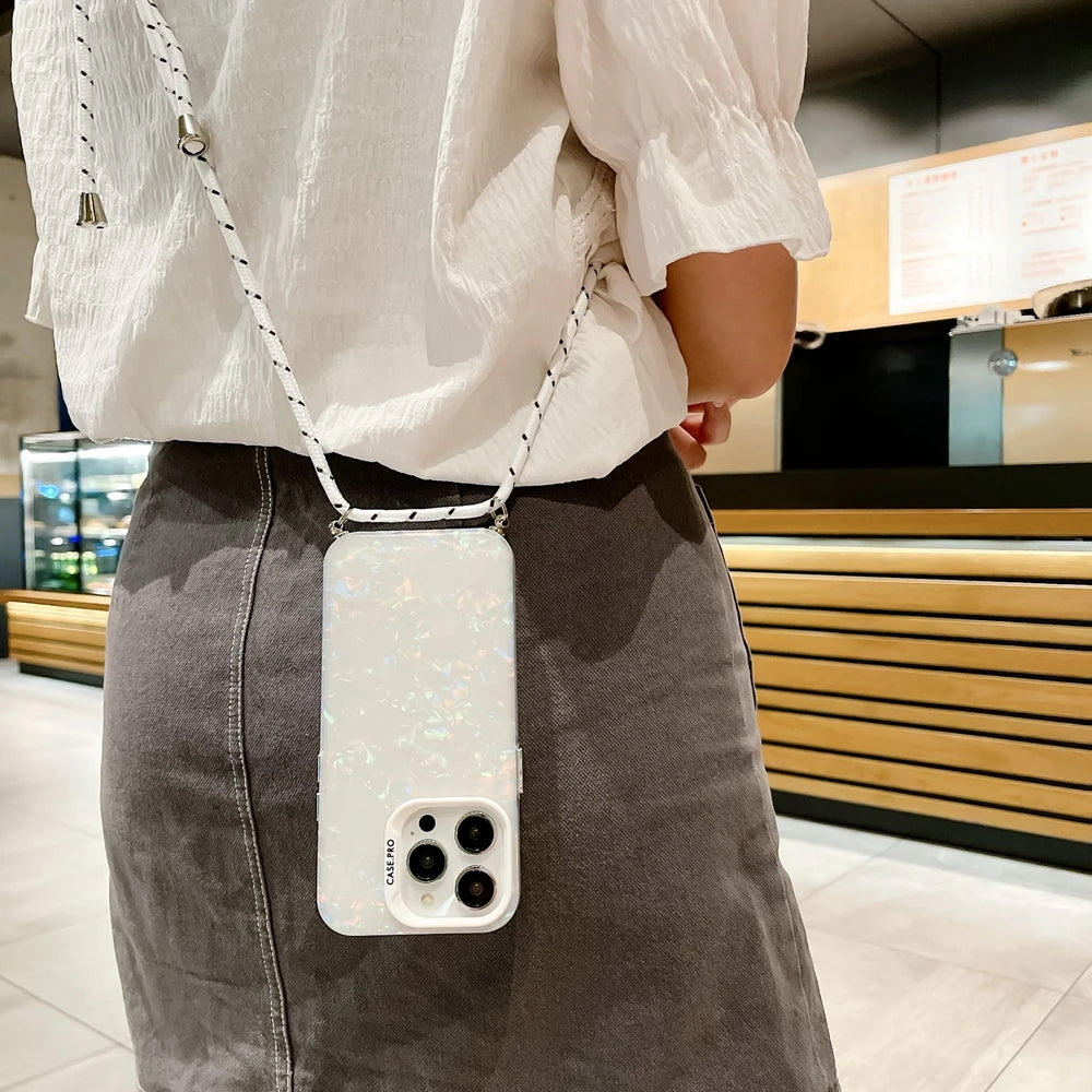 iPhone 15 14 13 12 11 Crossbody Necklace Strap Case