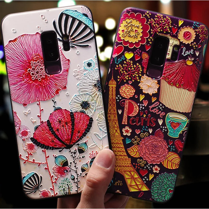 Funda de silicona con relieve de flores 3D para Google Pixel 7 7A 7Pro