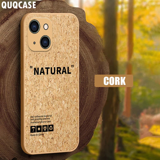 iPhone 15 14 13 12 11 Luxury Japan Korean Cork Wood Case