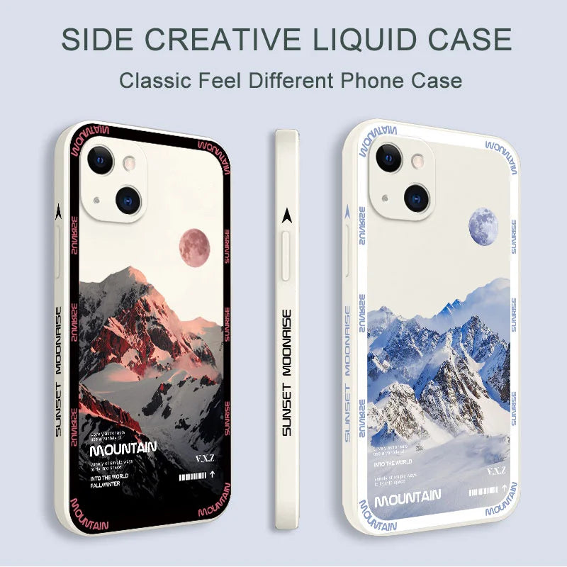 iPhone 13 12 11 Funda de silicona para teléfono con paisaje