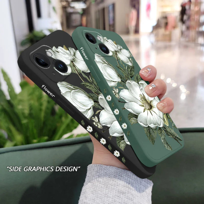 Funda de teléfono con flores silvestres para iPhone 15 14 13 Pro Max Mini 