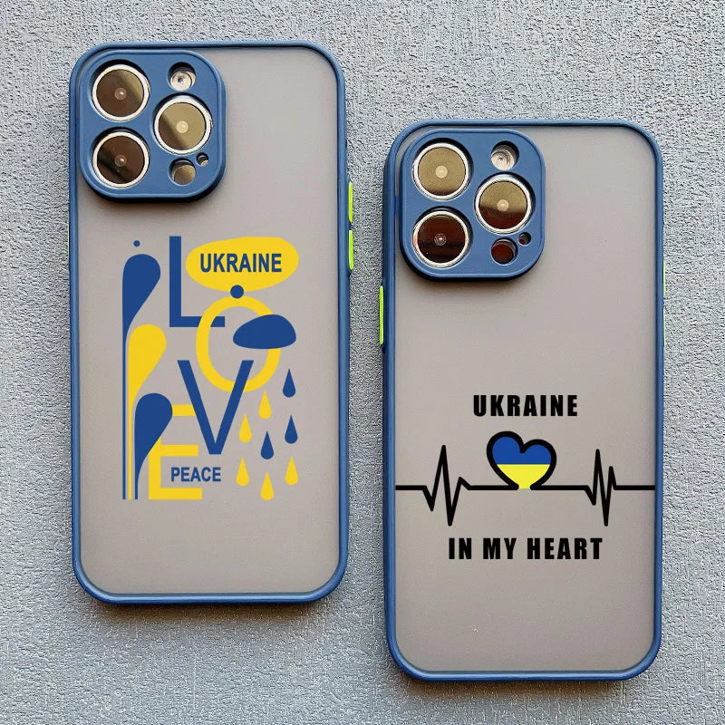 iPhone 15 14 13 Ukraine  Flag Love Heart Pattern Case