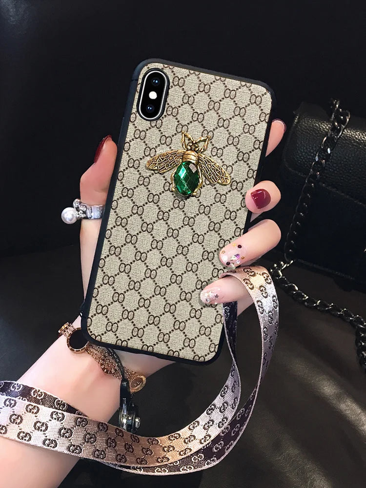 iPhone 15 14 13 12 11 Diamond Bee Glitter Phone Case