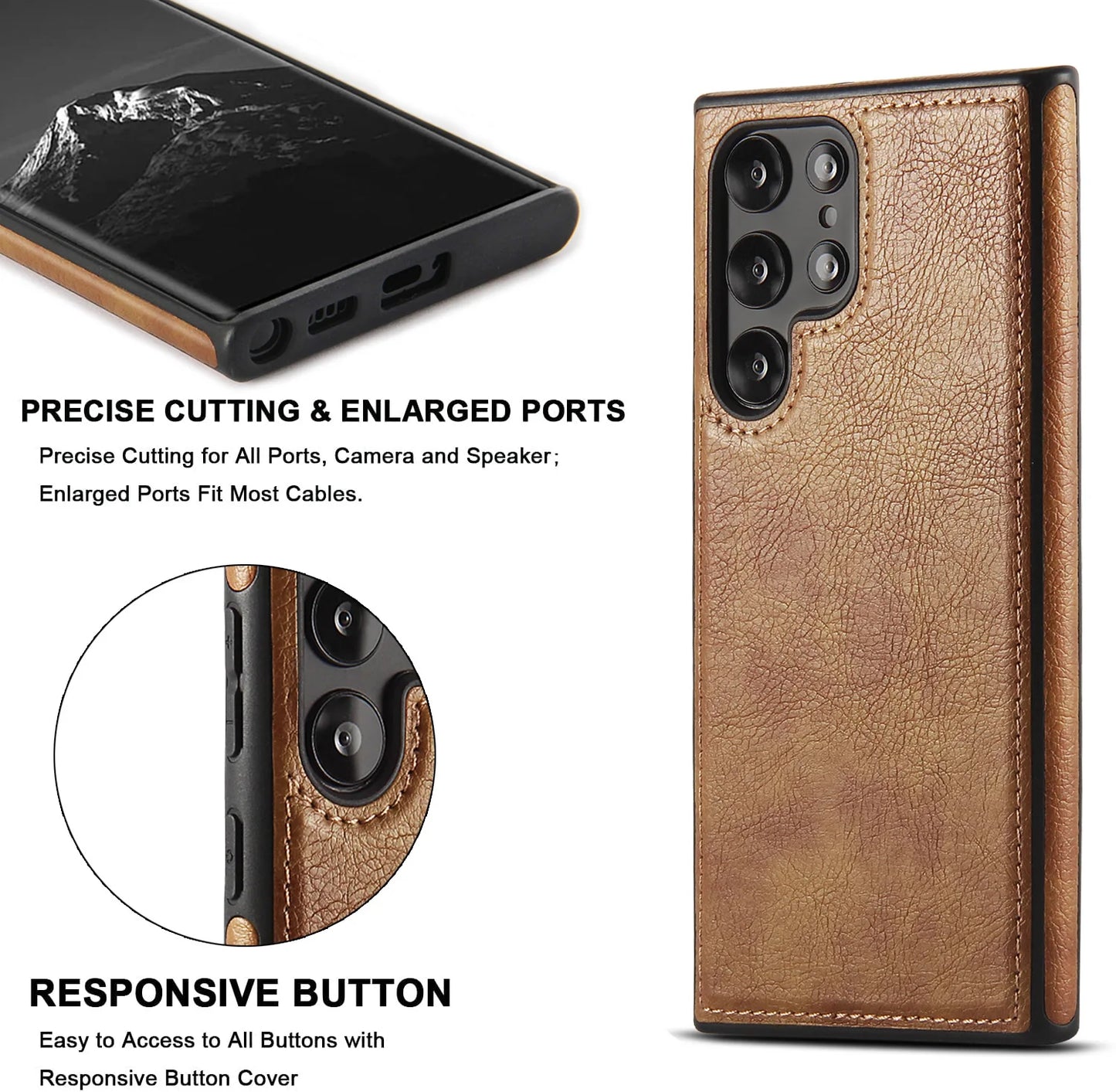 Samsung S24 S23 S22 PU Leather Texture Phone Case