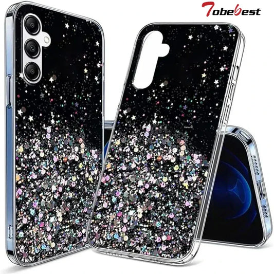 Samsung Galaxy A14 A15 A24 A25 A34 A35 A54 A55 4G 5G Silver Foil Bling Glitter Case