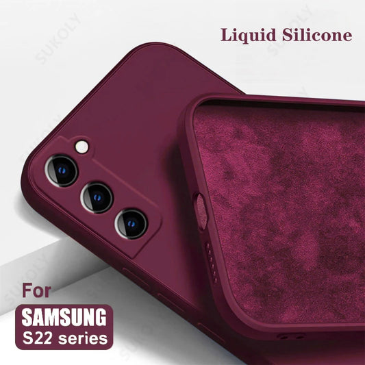 Samsung Galaxy S24 S23 S22 S21 Square Liquid Silicone Case