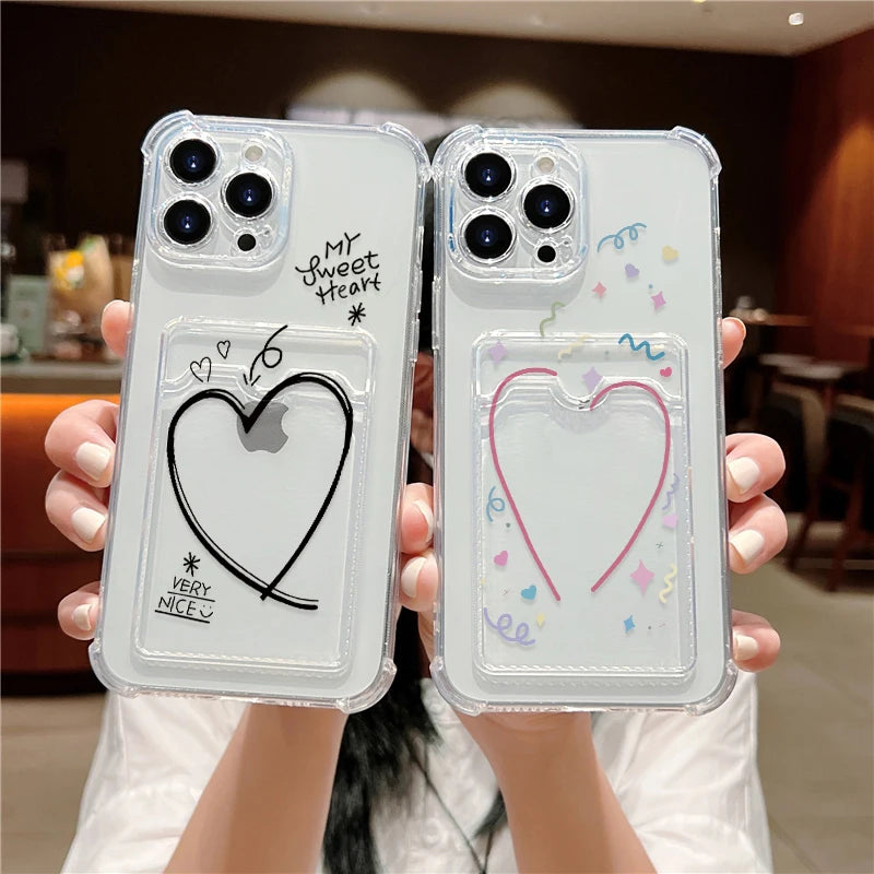 iPhone 15 14 Card Holder Clear Phone Case