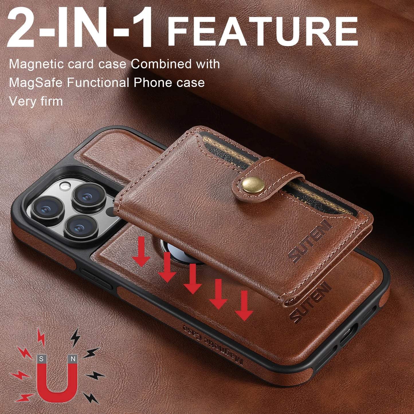 iPhone 15  14  13 PU Leather Wallet Case