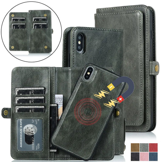 iPhone 15 14 Magnetic Flip Leather Case