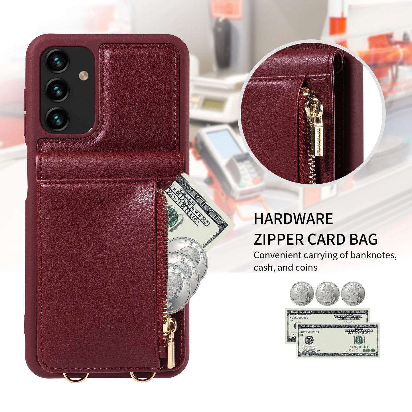 Samsung Galaxy Z Flip 5 Z Fold 5  S24 S23 S22 S21 Zipper Leather Case