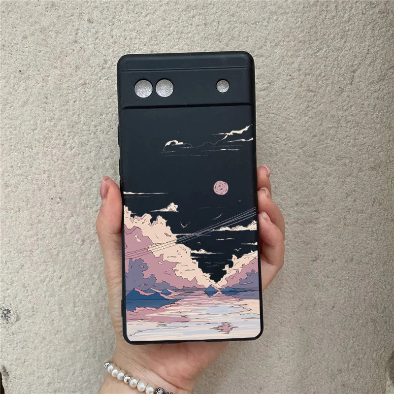 Google Pixel 8 7 6 Pro A Japan Anime Landscape Case