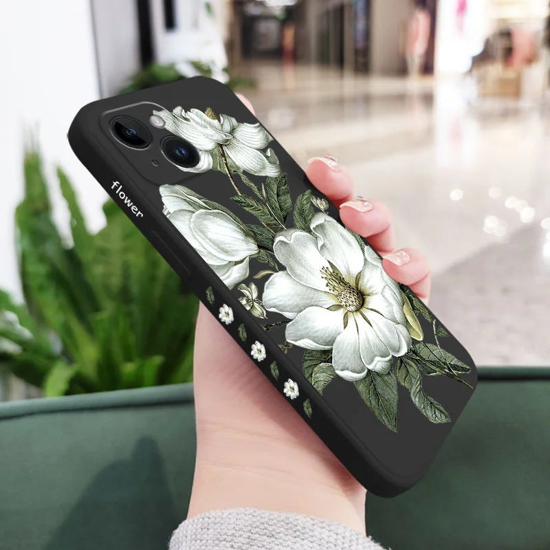 Funda de teléfono con flores silvestres para iPhone 15 14 13 Pro Max Mini 