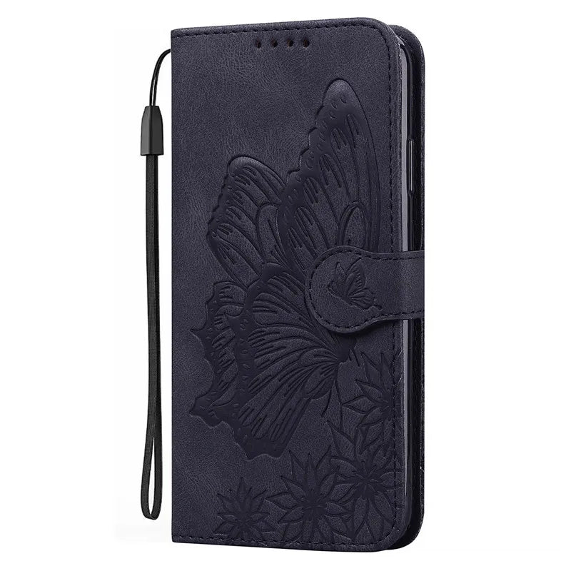 Funda de cuero con mariposa para Google Pixel 7 6