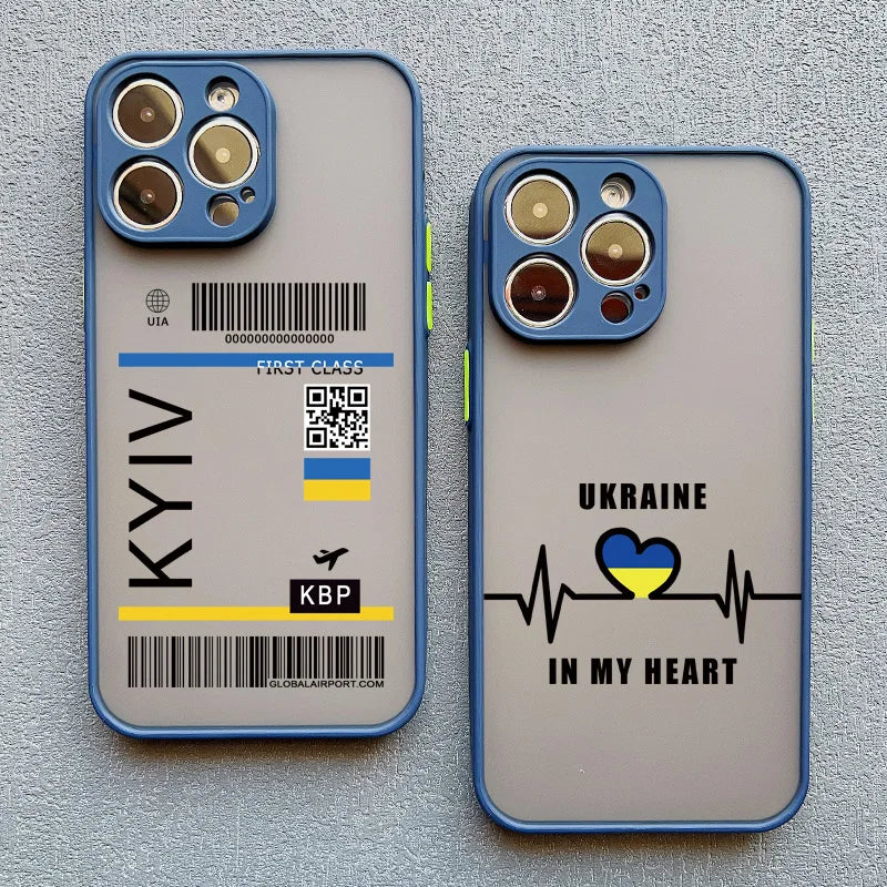 iPhone 15 14 13 Ukraine  Flag Love Heart Pattern Case