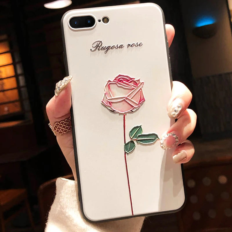 Funda de silicona con relieve de flores 3D para Google Pixel 7 7A 7Pro