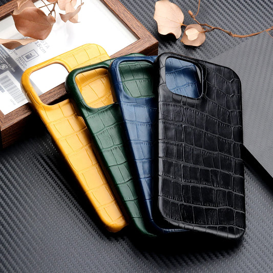 iPhone 15 14 13 12 11 Crocodile Grain PU Leather Case