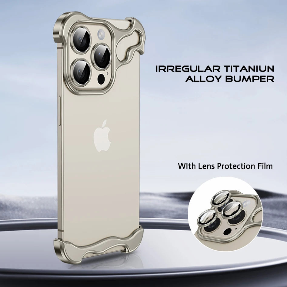 iPhone 15 12 13 14 Irregular Titanium Alloy Bumper Case