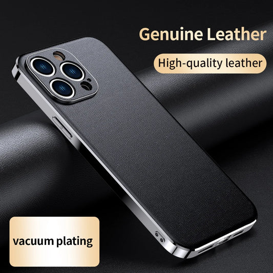 iPhone 15 14 13 12 11 Genuine Cowhide Leather Phone Case