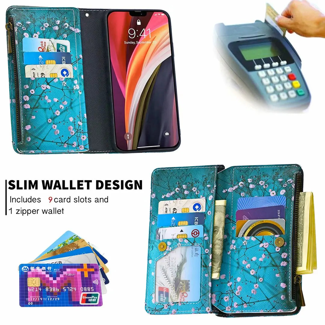 iPhone 15 14 Painted Flip Wallet Case