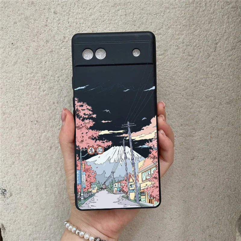 Google Pixel 8 7 6 Pro A Japan Anime Landscape Case