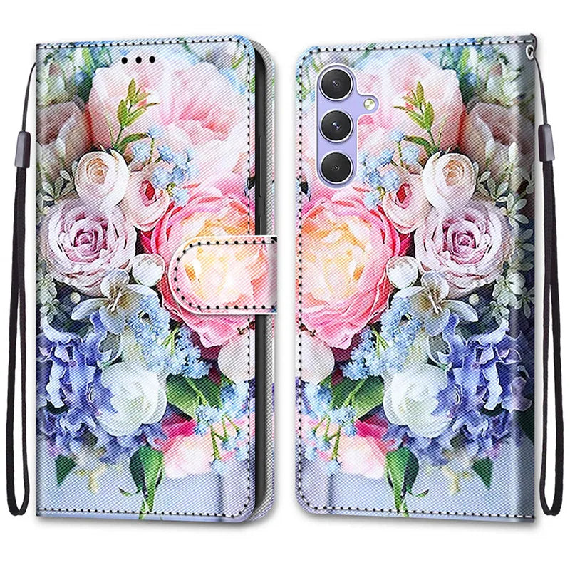 Samsung Galaxy A14 A24 A25 A34 A54 PU Leather Magnetic Case