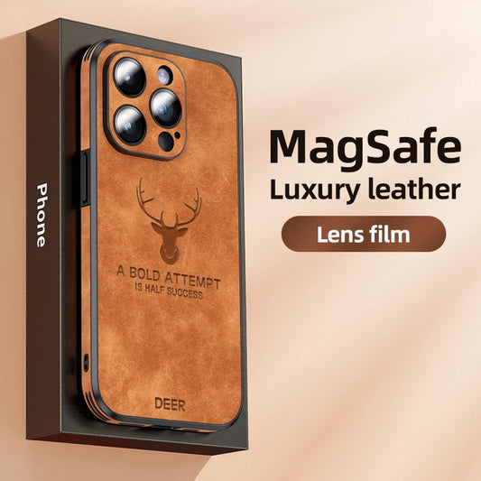 iPhone 15 14  Leather Deer Phone Case