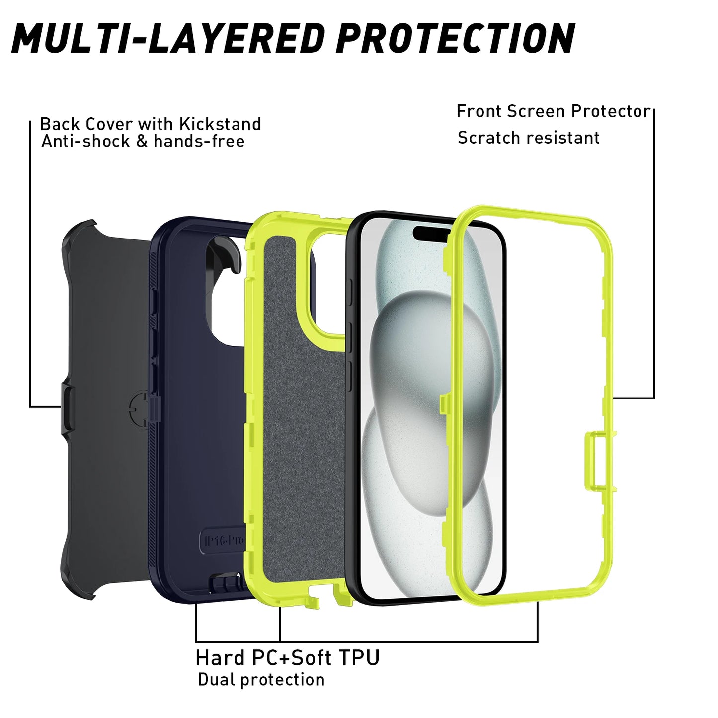 iPhone 15 14 13 Armor Shockproof Defender Case