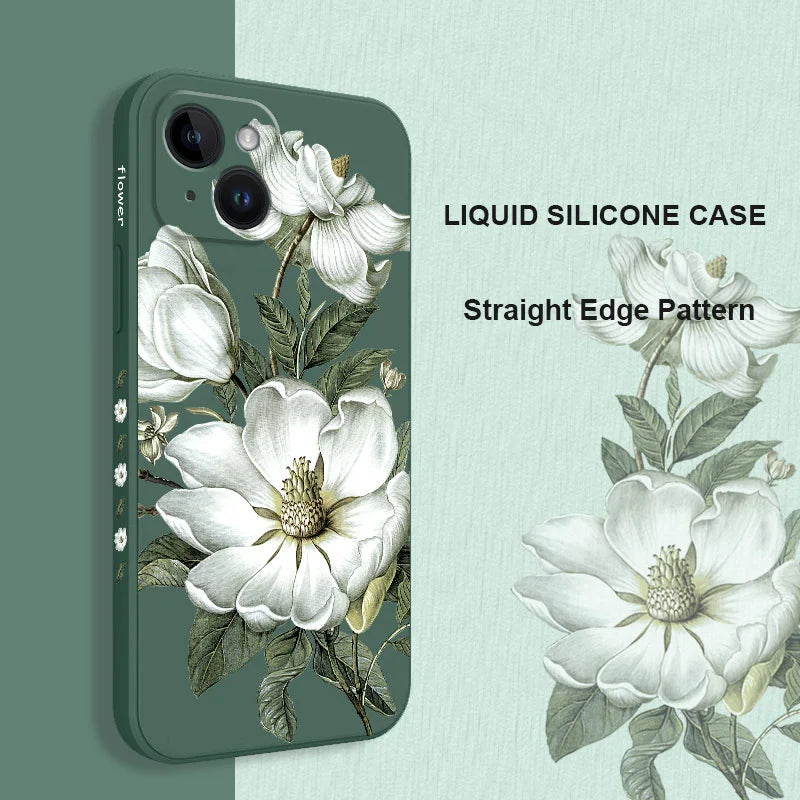 Funda de teléfono con flores silvestres para iPhone 15 14 13 Pro Max Mini 