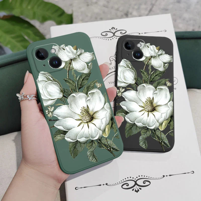 Funda de teléfono con flores silvestres para iPhone 15 14 13 Pro Max Mini 