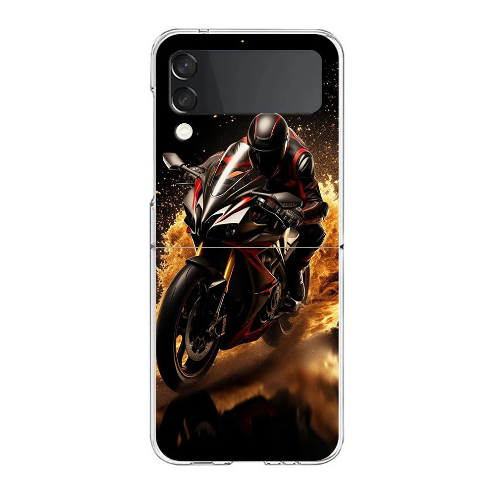 Samsung Galaxy Z Flip 6 5 4 3 Motorcycle Hard PC Phone Case