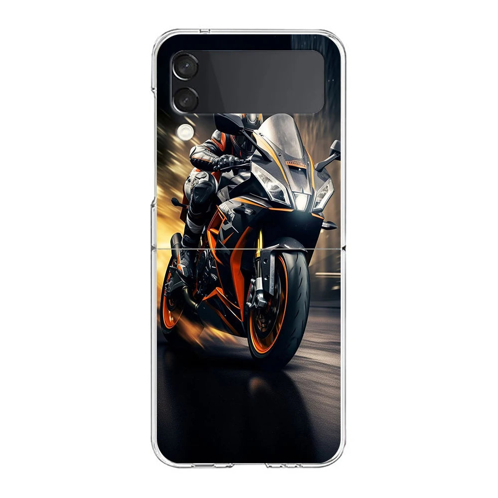 Samsung Galaxy Z Flip 6 5 4 3 Motorcycle Hard PC Phone Case