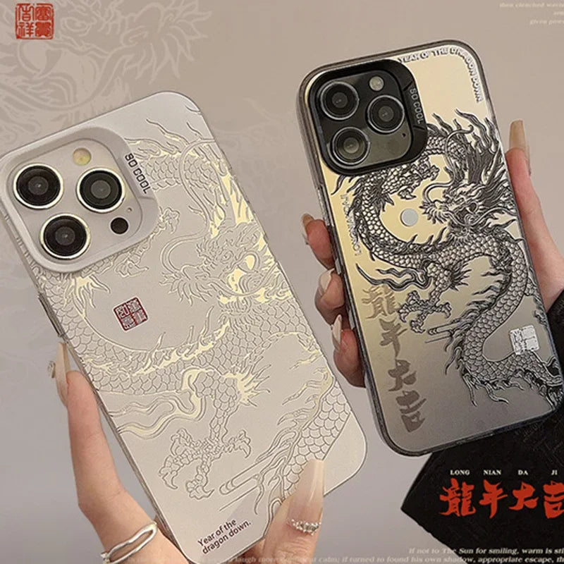 iPhone 15 14 13 12 11  3D Totem Chinese Dragon Case