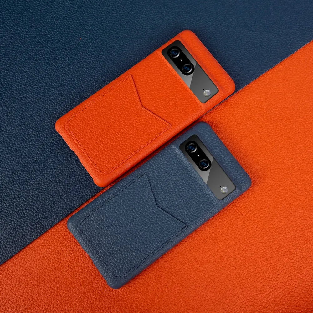 Funda para teléfono Google Pixel 6 6A 6Pro con tarjetero de cuero genuino 