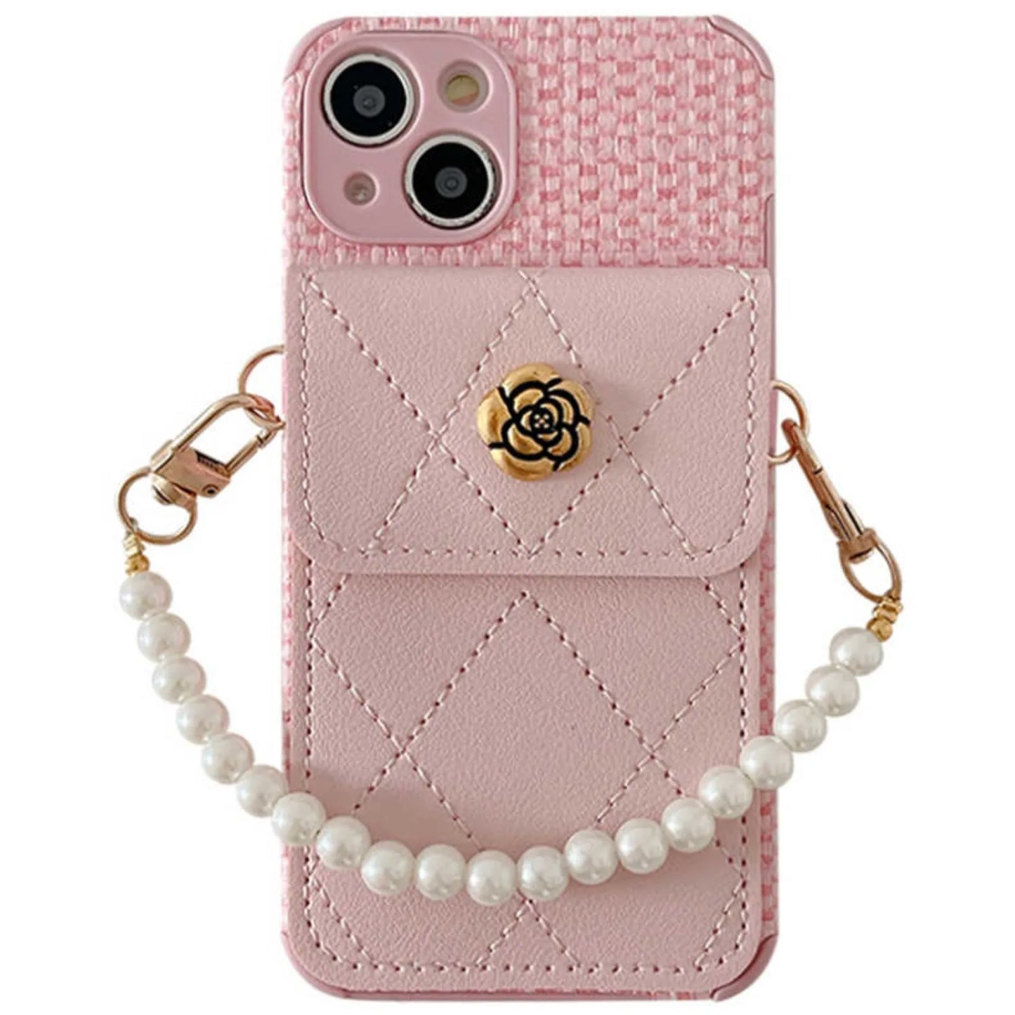 iPhone 15 14 13 12 11 Pearl Chain Strap Phone Case