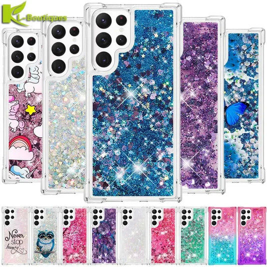 S24 Ultra Plus Cover Glitter Dynamic Liquid Case For Samsung Galaxy