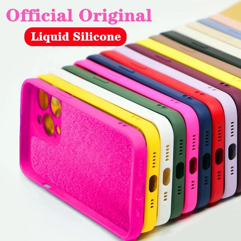 Funda para teléfono de silicona líquida suave para iPhone 15 14 