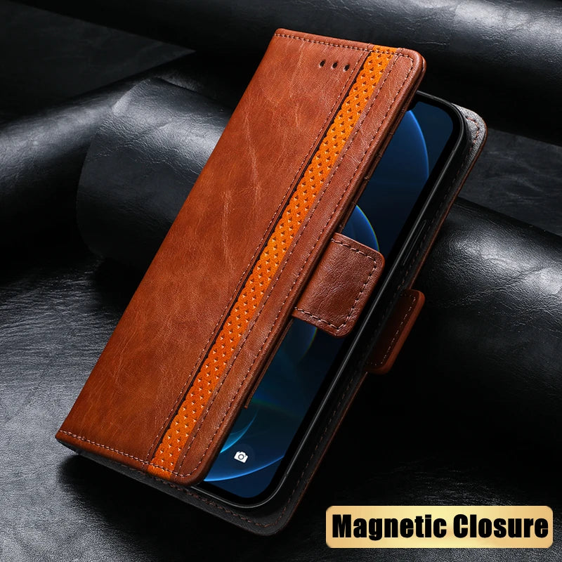 iPhone 15 14 13 12 11 Leather Flip Book Case