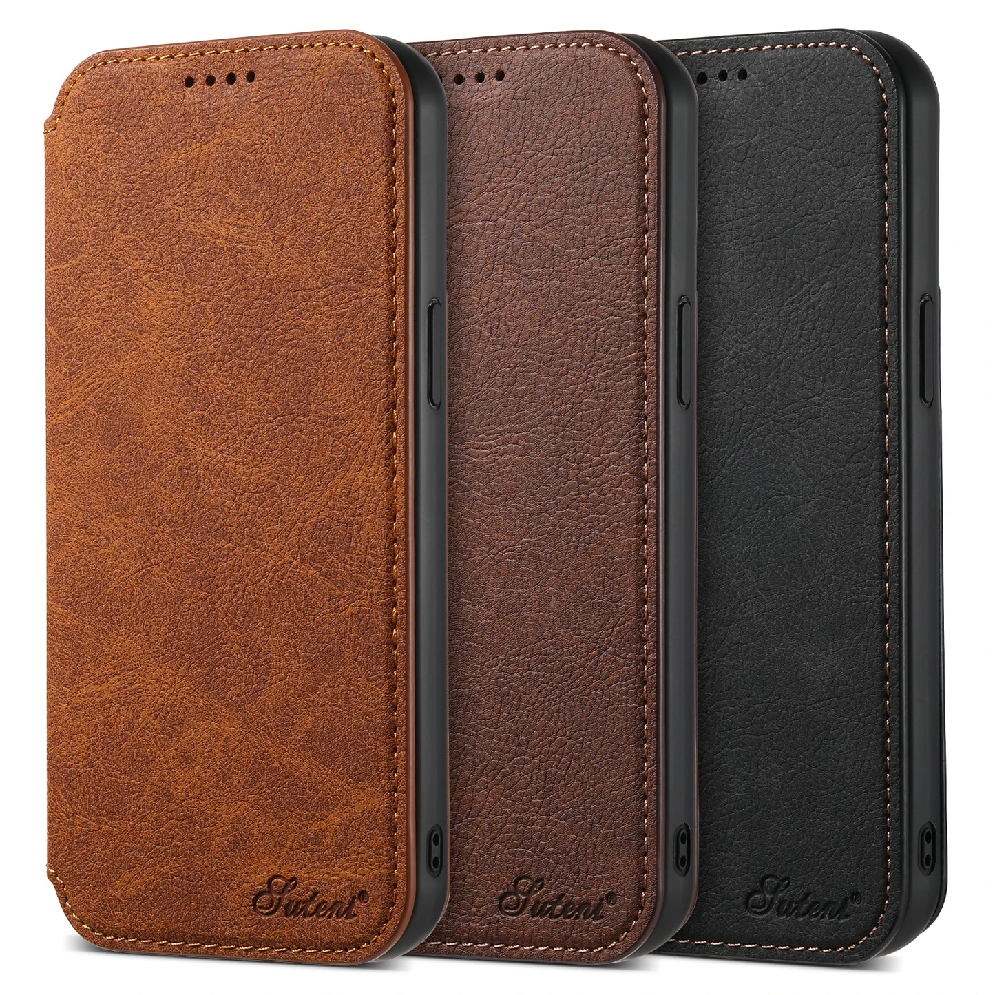 iPhone 15 14 13 12 Flip Wallet PU Leather Case