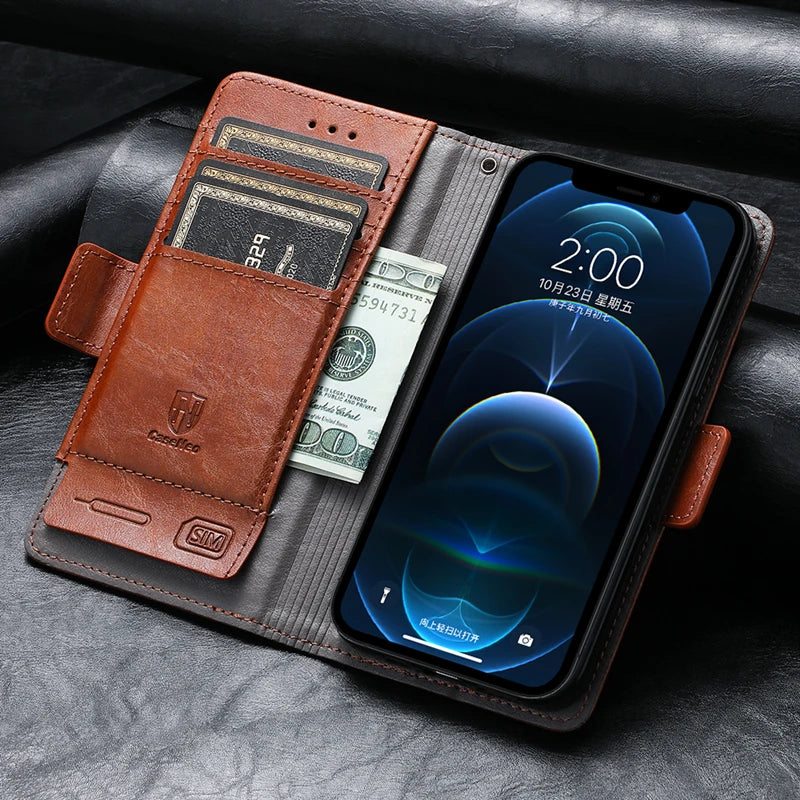 iPhone 15 14 13 12 11 Leather Flip Book Case