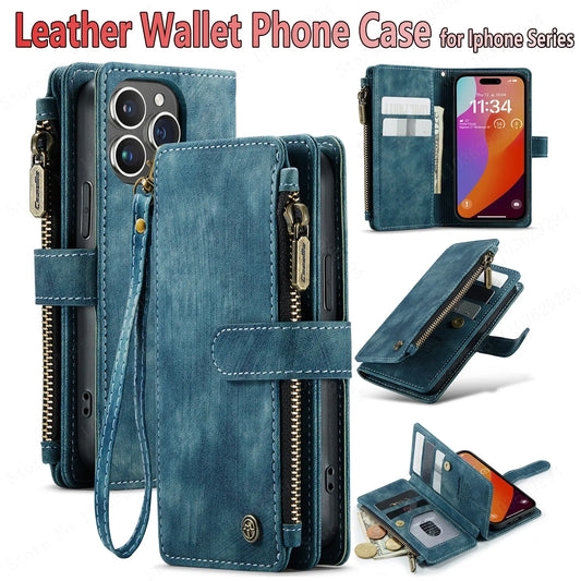 iPhone 15 14 13 12 11  Retro Genuine Leather Case