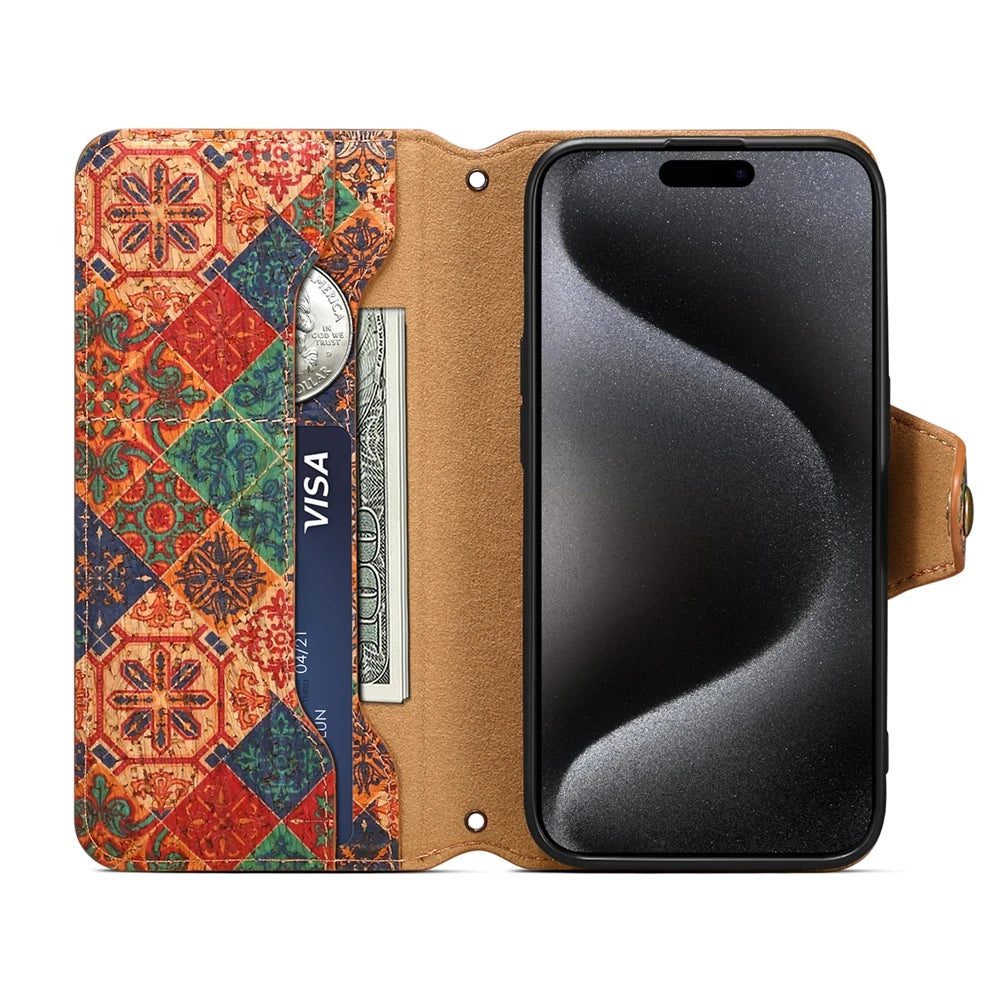 iPhone 15 14 13 12 11 PU Leather Totem Flip Case