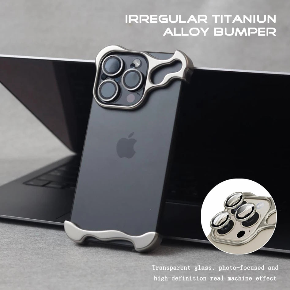 iPhone 15 12 13 14 Irregular Titanium Alloy Bumper Case