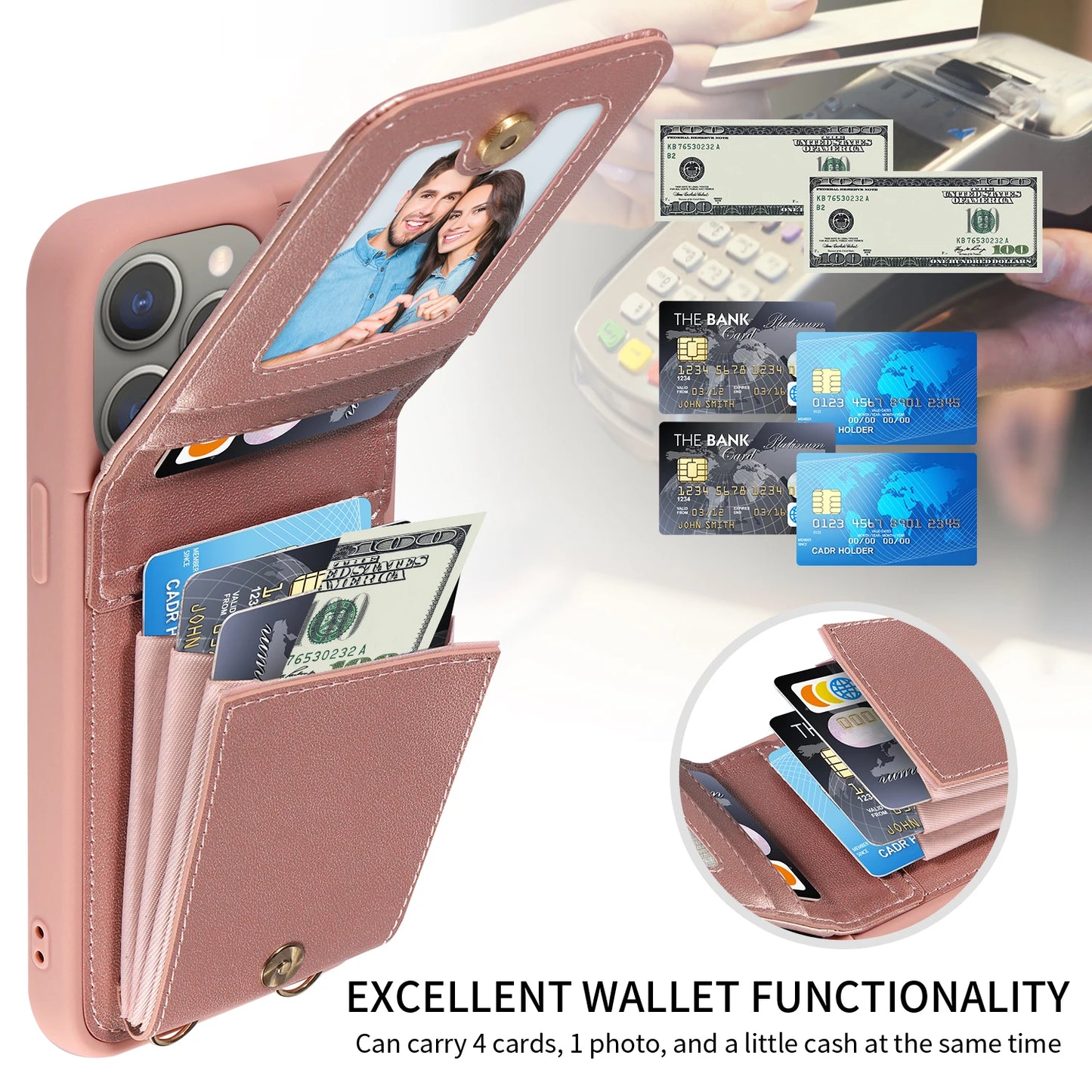 iPhone 15 14 13 12 11  Wallet Multi-card Zipper Leather Case