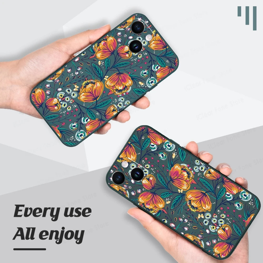 Samsung Galaxy S24 S23 S22 S21 S20  Flowers Silicone Cover