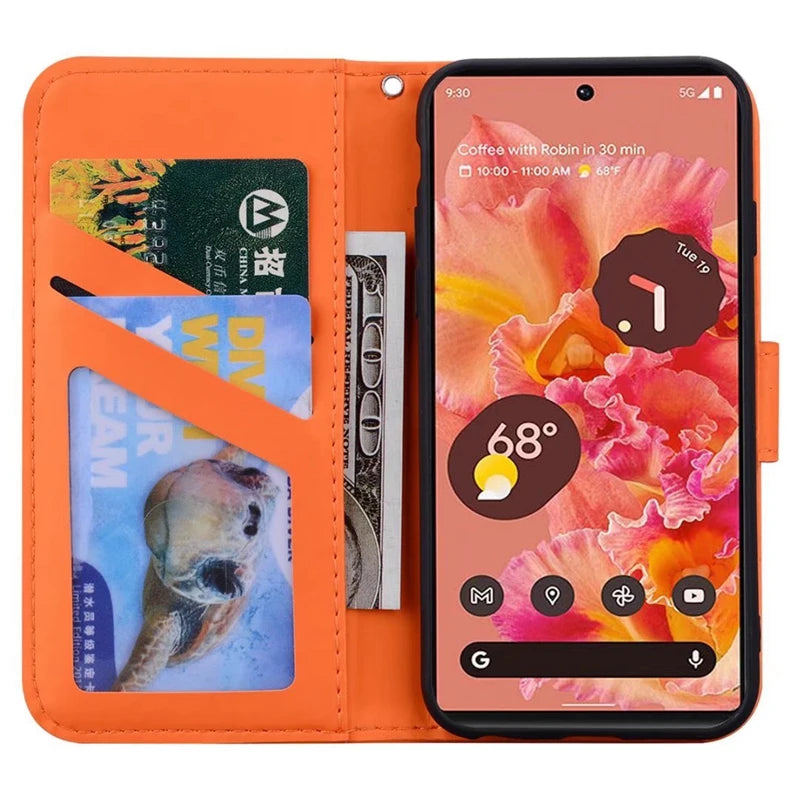 Google Pixel 8 7 6 Pro A Cartoon Animals PU Leather Wallet Case