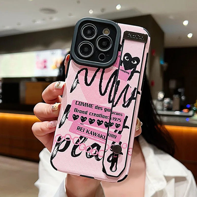 Funda con correa para la muñeca para iPhone 15 14 13