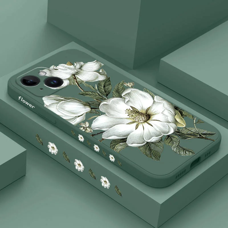 Funda de teléfono con flores silvestres para iPhone 15 14 13 Pro Max Mini 