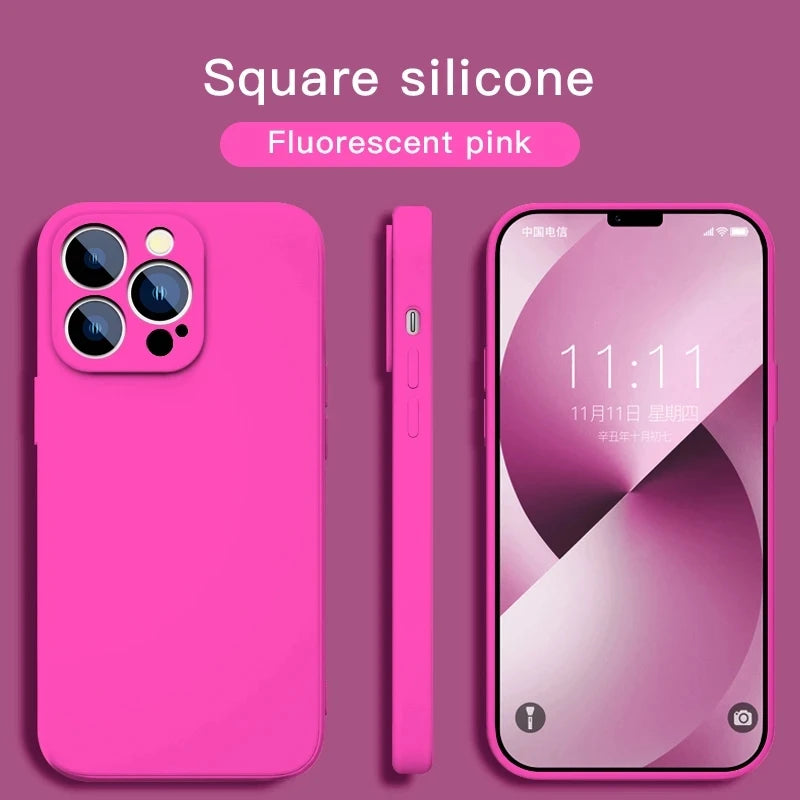 Funda para teléfono de silicona líquida suave para iPhone 15 14 