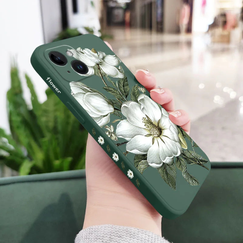 Funda de teléfono con flores silvestres para iPhone 15 14 13 Pro Max Mini 