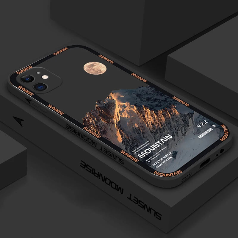 iPhone 13 12 11 Funda de silicona para teléfono con paisaje